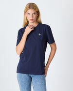 Unisex White Appliqué Logo BCI Certified Cotton Standard Fit Crew Neck T-shirt-10301R04