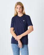 Unisex White Appliqué Logo BCI Certified Cotton Standard Fit Crew Neck T-shirt-10301R04