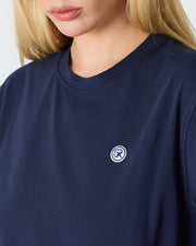 Unisex White Appliqué Logo BCI Certified Cotton Standard Fit Crew Neck T-shirt-10301R04