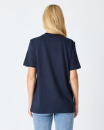 Unisex Blue Embroidered Standard Fit Crew Neck Organic Cotton T-Shirt-1010204