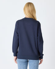 Unisex Blue Embroidered Crew Neck Organic Cotton Recycled Polyester Standard Fit Sweatshirt -1010904