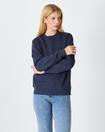Unisex Blue Embroidered Crew Neck Organic Cotton Recycled Polyester Standard Fit Sweatshirt -1010904