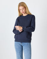 Unisex Blue Embroidered Crew Neck Organic Cotton Recycled Polyester Standard Fit Sweatshirt -1010904