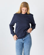 Unisex Blue Embroidered Crew Neck Organic Cotton Recycled Polyester Standard Fit Sweatshirt -1010904