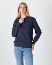 Unisex Blue Embroidered Crew Neck Organic Cotton Recycled Polyester Standard Fit Sweatshirt -1010904