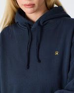 Unisex Yellow Embroidered Organic Cotton Hooded Standard Fit Sweatshirt-1021204