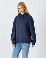 Unisex Lacivert Mavi Nakışlı Kapüşonlu Organik Pamuk Oversize Sweatshirt