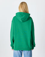 Unisex Yeşil Nakışlı Kapüşonlu Organik Pamuk Oversize Sweatshirt