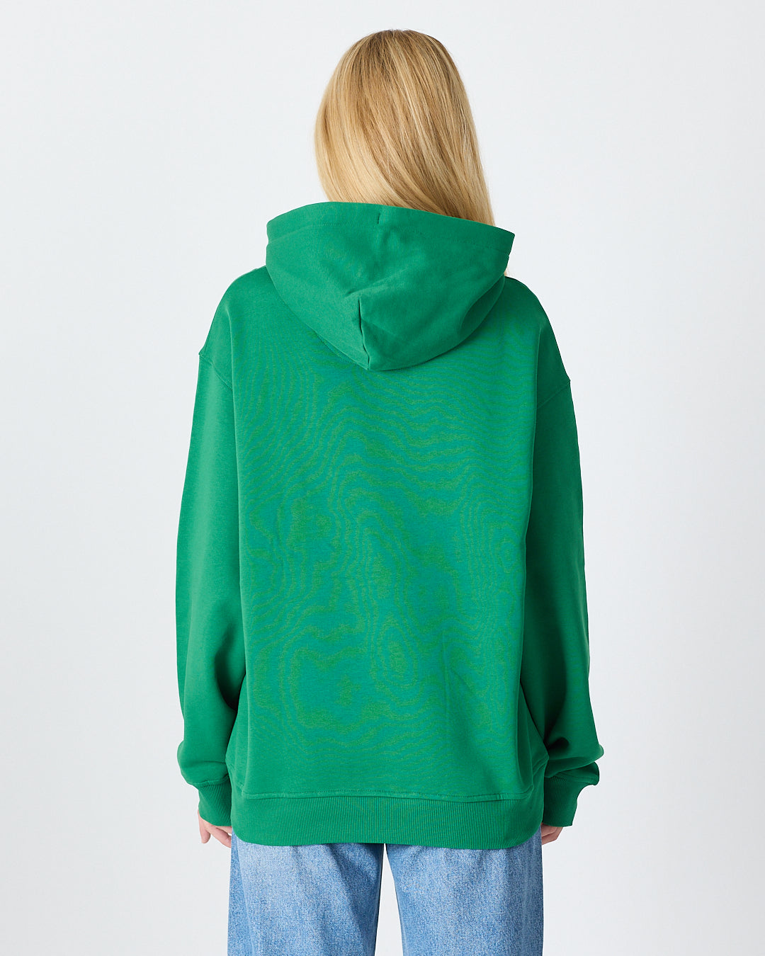 Unisex Yeşil Nakışlı Kapüşonlu Organik Pamuk Oversize Sweatshirt