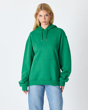 Unisex Yeşil Nakışlı Kapüşonlu Organik Pamuk Oversize Sweatshirt