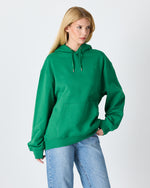 Unisex Yeşil Nakışlı Kapüşonlu Organik Pamuk Oversize Sweatshirt