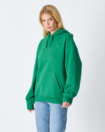 Unisex Yeşil Nakışlı Kapüşonlu Organik Pamuk Oversize Sweatshirt
