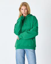 Unisex Yeşil Nakışlı Kapüşonlu Organik Pamuk Oversize Sweatshirt