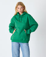 Unisex Yeşil Nakışlı Kapüşonlu Organik Pamuk Oversize Sweatshirt