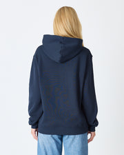 Unisex Navy Embroidered Hooded Organic Cotton Standard Fit Sweatshirt -1011204