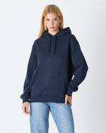 Unisex Navy Embroidered Hooded Organic Cotton Standard Fit Sweatshirt -1011204