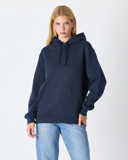 Unisex Navy Embroidered Hooded Organic Cotton Standard Fit Sweatshirt -1011204