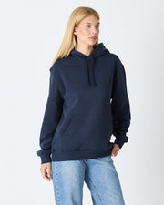 Unisex Navy Embroidered Hooded Organic Cotton Standard Fit Sweatshirt -1011204
