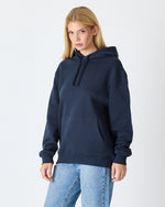 Unisex Navy Embroidered Hooded Organic Cotton Standard Fit Sweatshirt -1011204