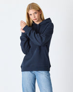 Unisex Navy Embroidered Hooded Organic Cotton Standard Fit Sweatshirt -1011204