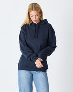 Unisex Navy Embroidered Hooded Organic Cotton Standard Fit Sweatshirt -1011204