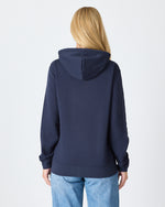 Unisex Lacivert Mavi Nakışlı Kapüşonlu Organik Pamuk Recycled Polyester Standart Kalıp Sweatshirt