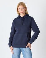 Unisex Lacivert Mavi Nakışlı Kapüşonlu Organik Pamuk Recycled Polyester Standart Kalıp Sweatshirt