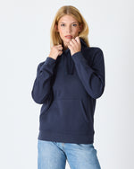 Unisex Lacivert Mavi Nakışlı Kapüşonlu Organik Pamuk Recycled Polyester Standart Kalıp Sweatshirt