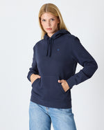 Unisex Lacivert Mavi Nakışlı Kapüşonlu Organik Pamuk Recycled Polyester Standart Kalıp Sweatshirt
