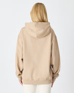 Unisex Beige Embroidered Hooded Organic Cotton Oversize Sweatshirt-1011418