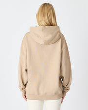 Unisex Beige Embroidered Hooded Organic Cotton Oversize Sweatshirt-1011418