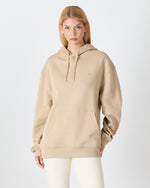 Unisex Beige Embroidered Hooded Organic Cotton Oversize Sweatshirt-1011418