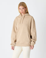Unisex Beige Embroidered Hooded Organic Cotton Oversize Sweatshirt-1011418