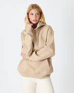 Unisex Beige Embroidered Hooded Organic Cotton Oversize Sweatshirt-1011418