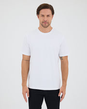 Unisex Beyaz Nakış Standart Kalıp Bisiklet Yaka Organik Pamuklu T-Shirt