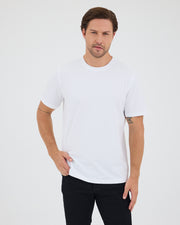 Unisex Beyaz Nakış Standart Kalıp Bisiklet Yaka Organik Pamuklu T-Shirt