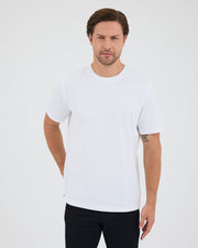 Unisex Beyaz Nakış Standart Kalıp Bisiklet Yaka Organik Pamuklu T-Shirt