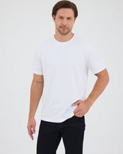Unisex Beyaz Nakış Standart Kalıp Bisiklet Yaka Organik Pamuklu T-Shirt