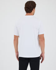 Unisex Beyaz Nakış Standart Kalıp Bisiklet Yaka Organik Pamuklu T-Shirt