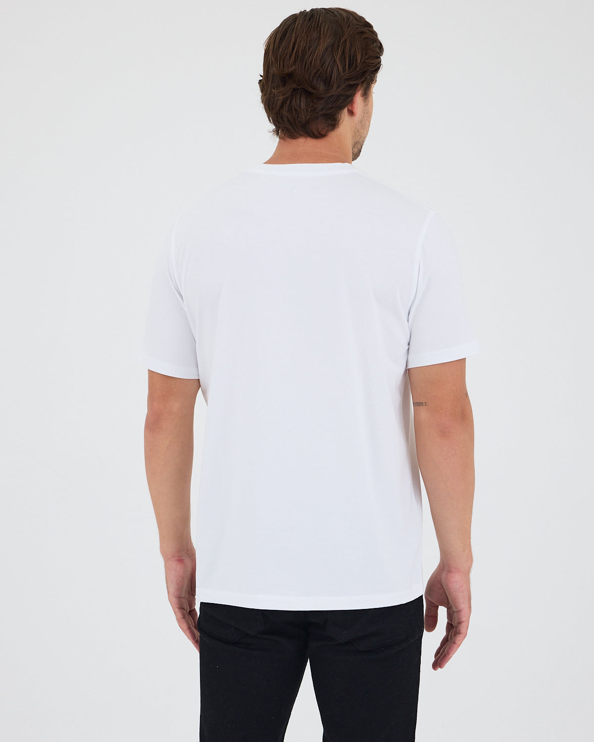 Unisex Beyaz Nakış Standart Kalıp Bisiklet Yaka Organik Pamuklu T-Shirt