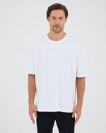 Unisex Beyaz Açık Mavi Nakışlı Oversize Bisiklet Yaka Organik Pamuklu T-Shirt
