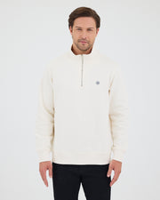 Unisex White Applique Logo Organic Cotton Standard Fit Half-Zip Sweatshirt-1031602