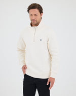 Unisex White Applique Logo Organic Cotton Standard Fit Half-Zip Sweatshirt-1031602