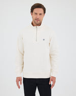 Unisex White Applique Logo Organic Cotton Standard Fit Half-Zip Sweatshirt-1031602