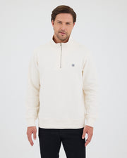Unisex White Applique Logo Organic Cotton Standard Fit Half-Zip Sweatshirt-1031602