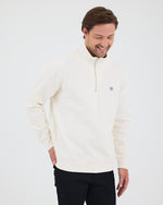 Unisex White Applique Logo Organic Cotton Standard Fit Half-Zip Sweatshirt-1031602