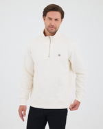 Unisex White Applique Logo Organic Cotton Standard Fit Half-Zip Sweatshirt-1031602