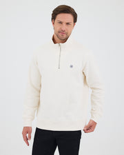 Unisex White Applique Logo Organic Cotton Standard Fit Half-Zip Sweatshirt-1031602