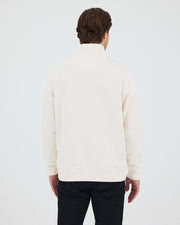 Unisex White Applique Logo Organic Cotton Standard Fit Half-Zip Sweatshirt-1031602