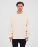 Unisex Ekru Nakışlı Bisiklet Yaka Organik Pamuk Oversize Sweatshirt